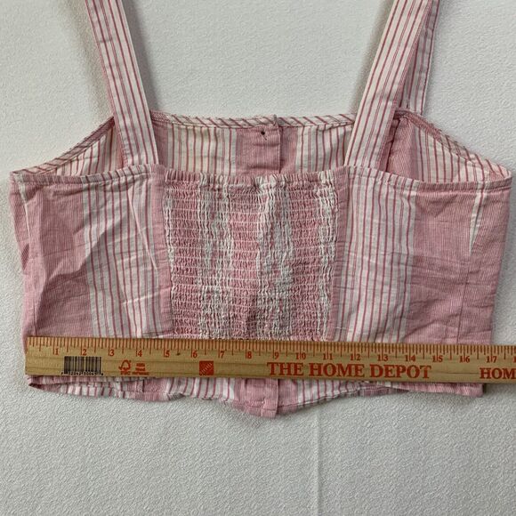 Tommy Jeans Crop Top Women 14 Pink White Sleeveless Hilfiger Logo Preppy Summer - Picture 5 of 15